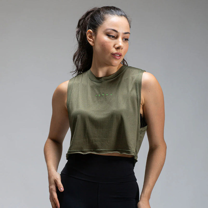 Cropped Dry Fit Verde + Conjunto Calça Legging Azul